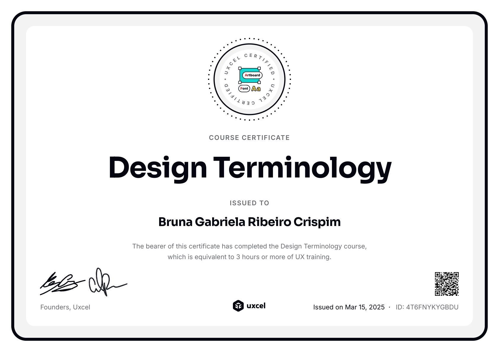 Bruna Gabriela Ribeiro Crispim's certificate